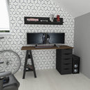 Escrivaninha 5 Gavetas Cavelete Artany Spirit Cor Nogal Com Preto